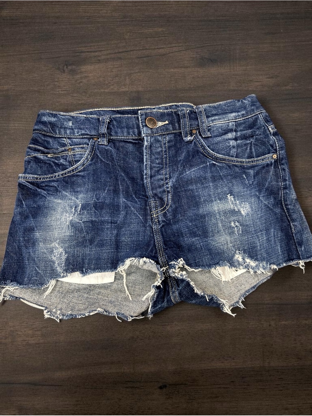 DENIM RULES BY TRF ZARA TRAFALUC Y2K DISTRESSED FRAYED HEM DENIM SHORTS US 4